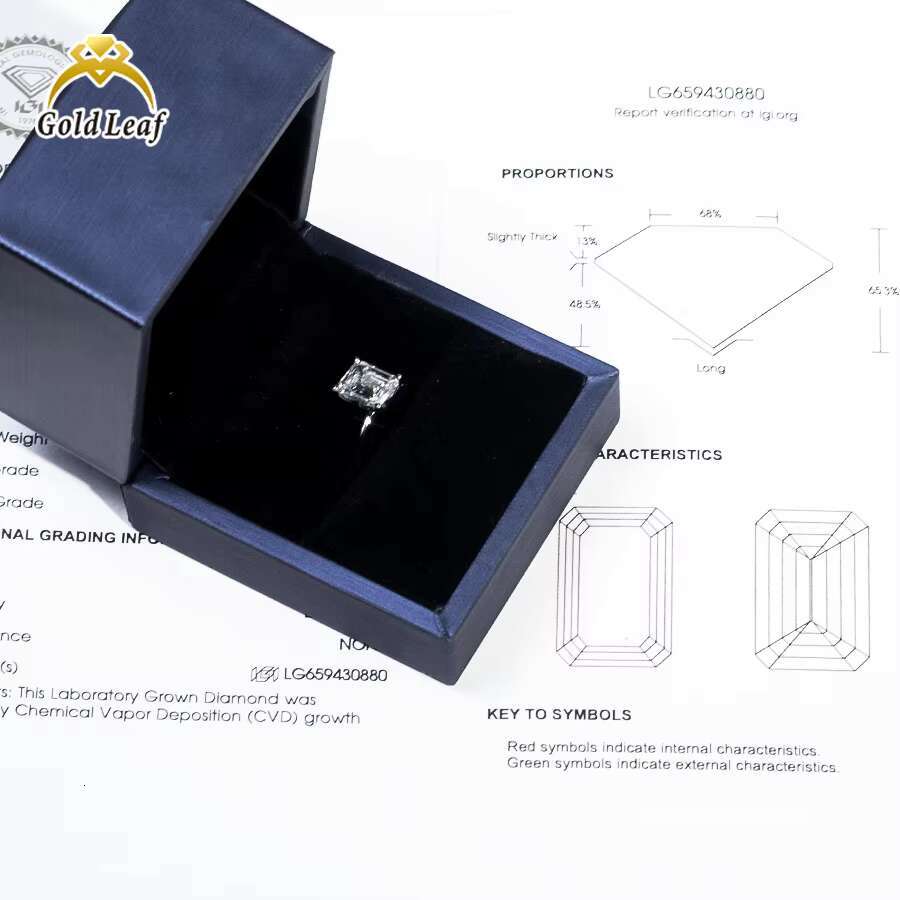 Custom 14K Platinum Gold Luxury Womans 2CT VVS D Emerald Cut Lab Grown Engagement Wedding Ring IGI GIA Certified Diamond Rings