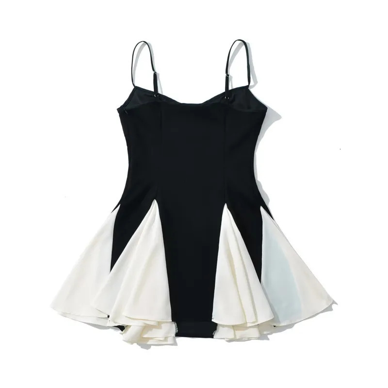Wxw4825 sleeveless spaghetti strap dress for women split pleated short skirt sexy French style Camisol 250409