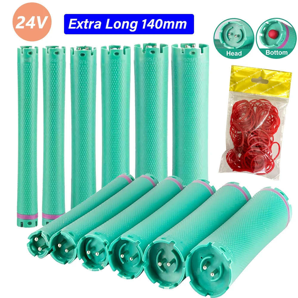 10pcs/set 24V ultra long digital curling iron curling iron electric heating curling iron with rubber band styling tool 140mm 1884 250407