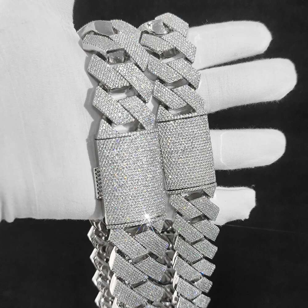 Big Size 30mm Hip Hop Jewelry Iced Out Miami Prong Cuban Chain Rapper Inlay 7 Rows CZ Cuban Link Chain Necklace For Men
