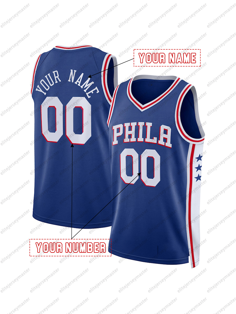 0 Tyrese Maxey Custom Basketball Jersey Embiid Stitched Personalized Customized Jerseys Custom Any Number Name 222
