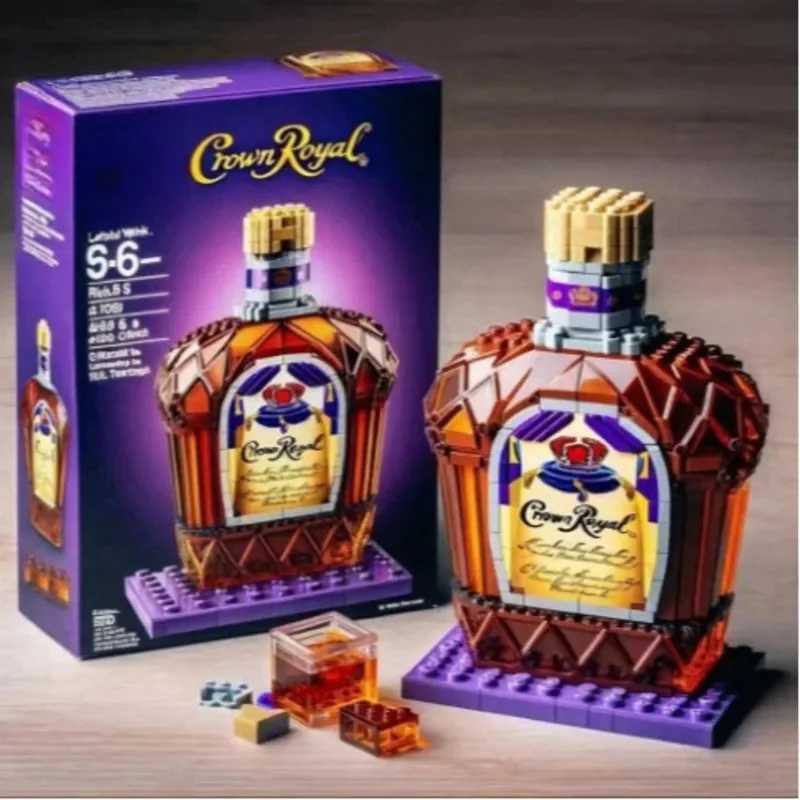 Building Block Whiskey Bottle Simulation Wine Bottle Assemble Building Blocks Creative Building BlockOrnaments Home Decor W250408
