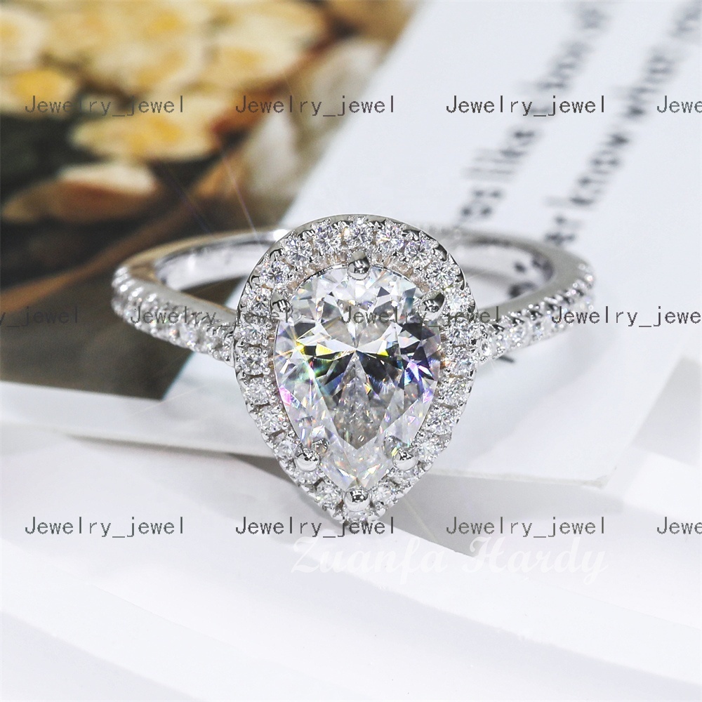 S925 Sterling Silver 9K 14K 18K Solid Gold GRA Certificate D VVS 2ct Hola Band Moissanite Diamond Gold Engagement Ring
