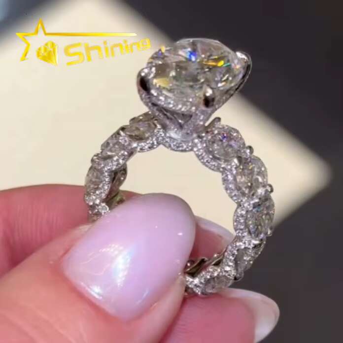 Hot Selling Design Custom Moissanite Jewelry Fashion 14k Gold 925 Silver Wedding Rings Big Oval Cut Diamond Engagement Ring