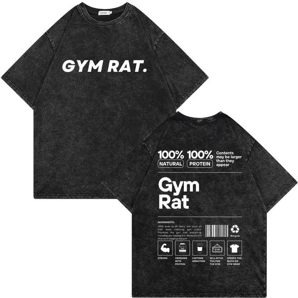 Retro washed old skeleton gym pump cover T-shirt for men oversized T-shirt for men fun fitness sports T-shirt for menXJ250409