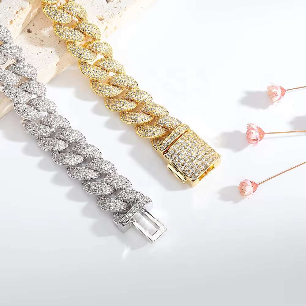 14mm Hip Hop Iced Out CZ Zircon Collar De Cadena Cubana Eslabones Cubano Necklace Miami Cuban Link Chain for Men Women