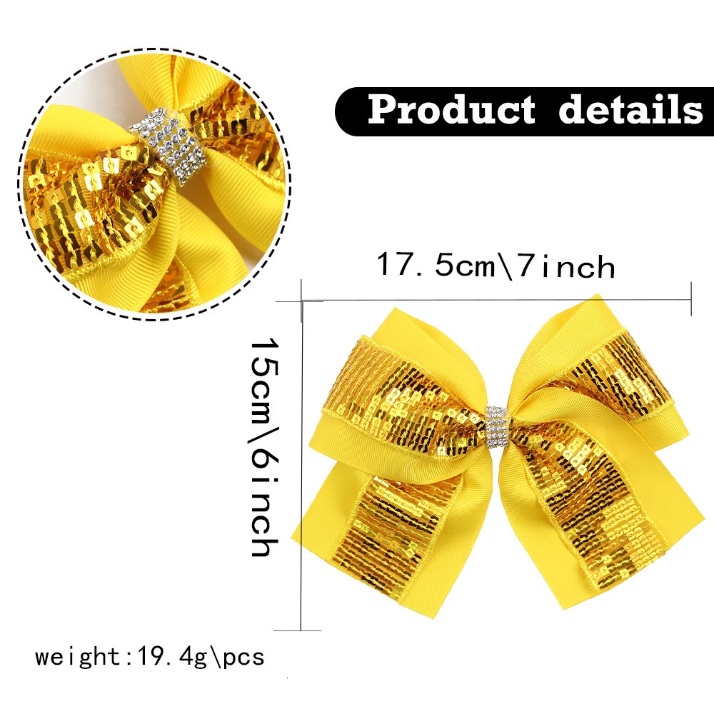 Free delivery of 12 sequined cheerleading bow shaped solid color swan tail hair clips sparkling girl hair bow accessories 250409