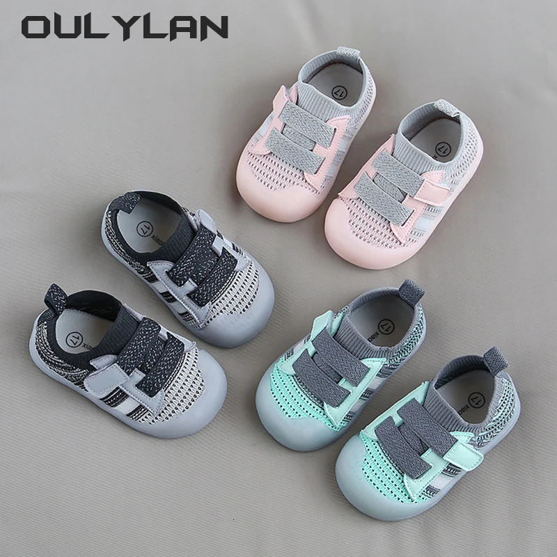 Spring and summer 1-3 year old baby walking shoes with soft soles and breathable knitted mesh suitable for boys and girls sports shoes and childrens m