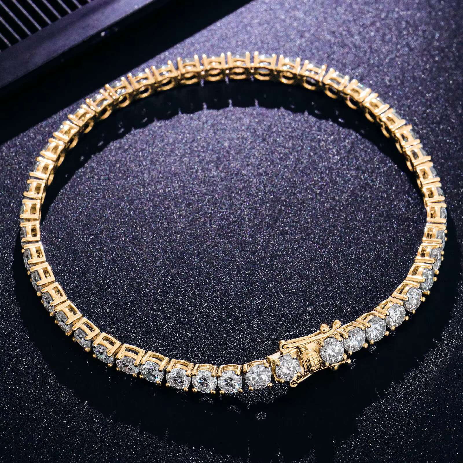 4mm 14K 18K Gold Tennis Chain VVS Moissanite Diamond Micro Prong Setting 6-9 Inch Iced Out Tennis Bracelet for Man and Women