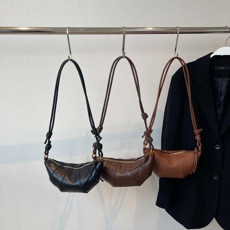 Retro Trend Solid Color Splicing Leather Shoulder Women Korean Fashion Handbags And Purses Lady Crossbody Bag