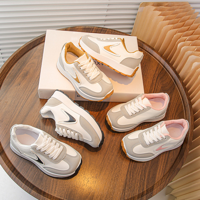 Designer Kid's Shoes 2025 Children's Casual Training Shoes, Autumn New Fashion Trend All-match Lace-up Sneakers, Soft Sole Non-slip Breathab