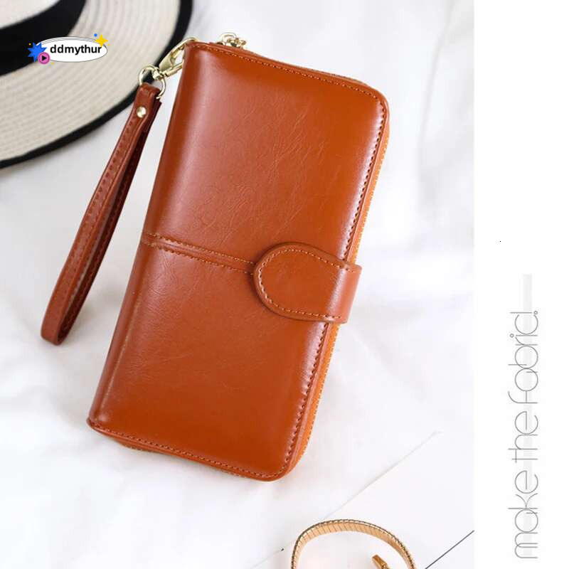 Women Vintage Pu Leather Ladies Purses Fashion Zipper Women's Wallet Money Coin Card Holder Female Long Clutch Purse ddmythur