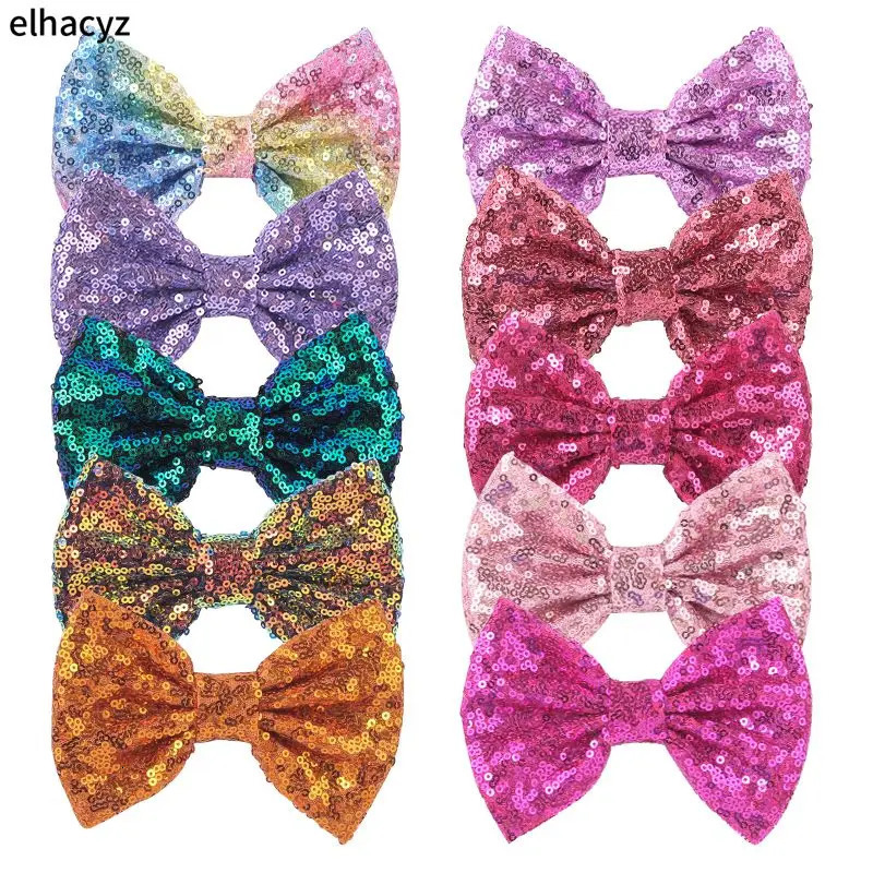 25 pieces/batch of 75 color 5 large glitter chaotic bow with/without clip on hair accessories suitable for DIY party headwear for girls and children w
