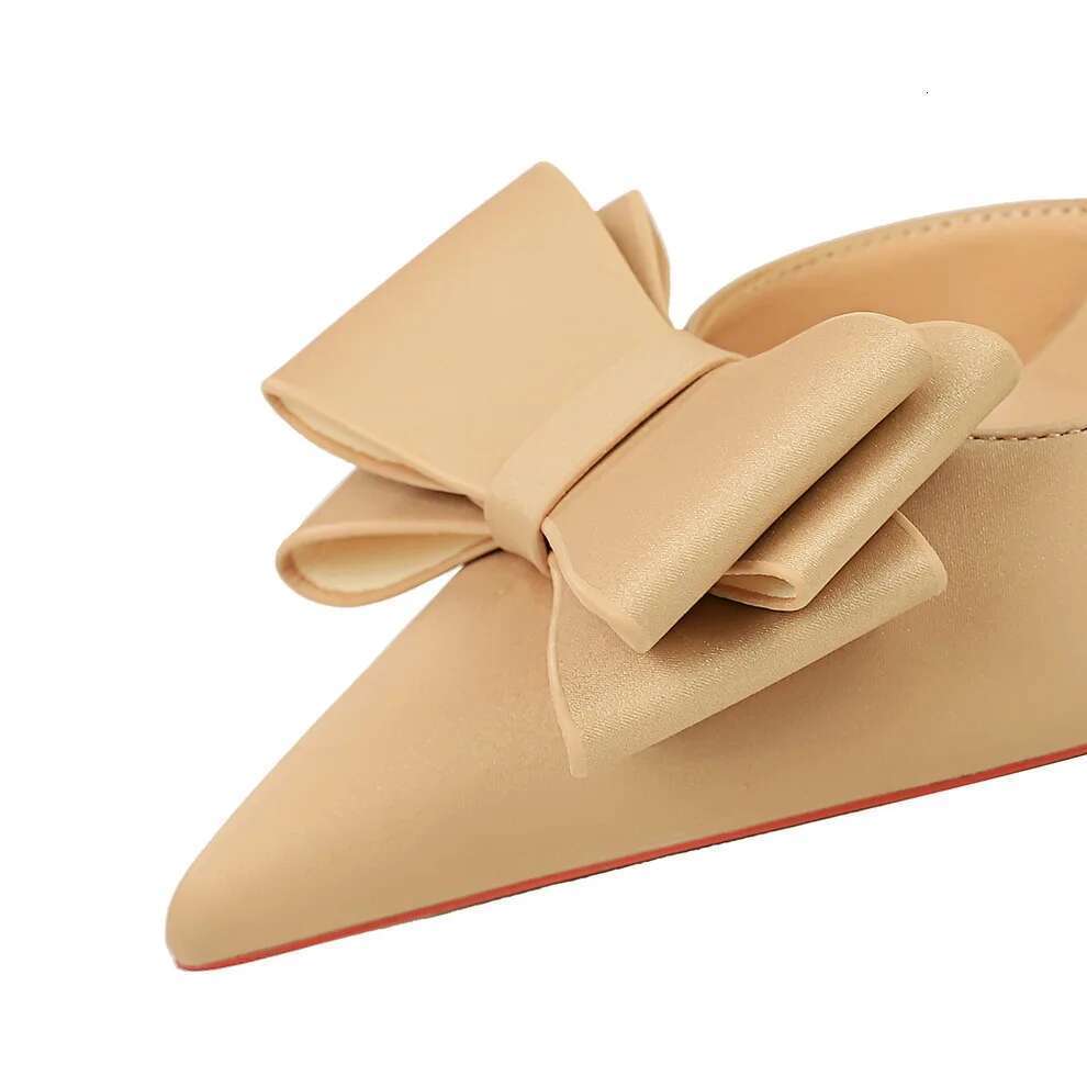 BIGTREE Fashion Party Female Pumps Wedding Purple Pink Solid Silk Elegant Women's Heels Shallow Side Hollow Butterfly-Knot Shoes