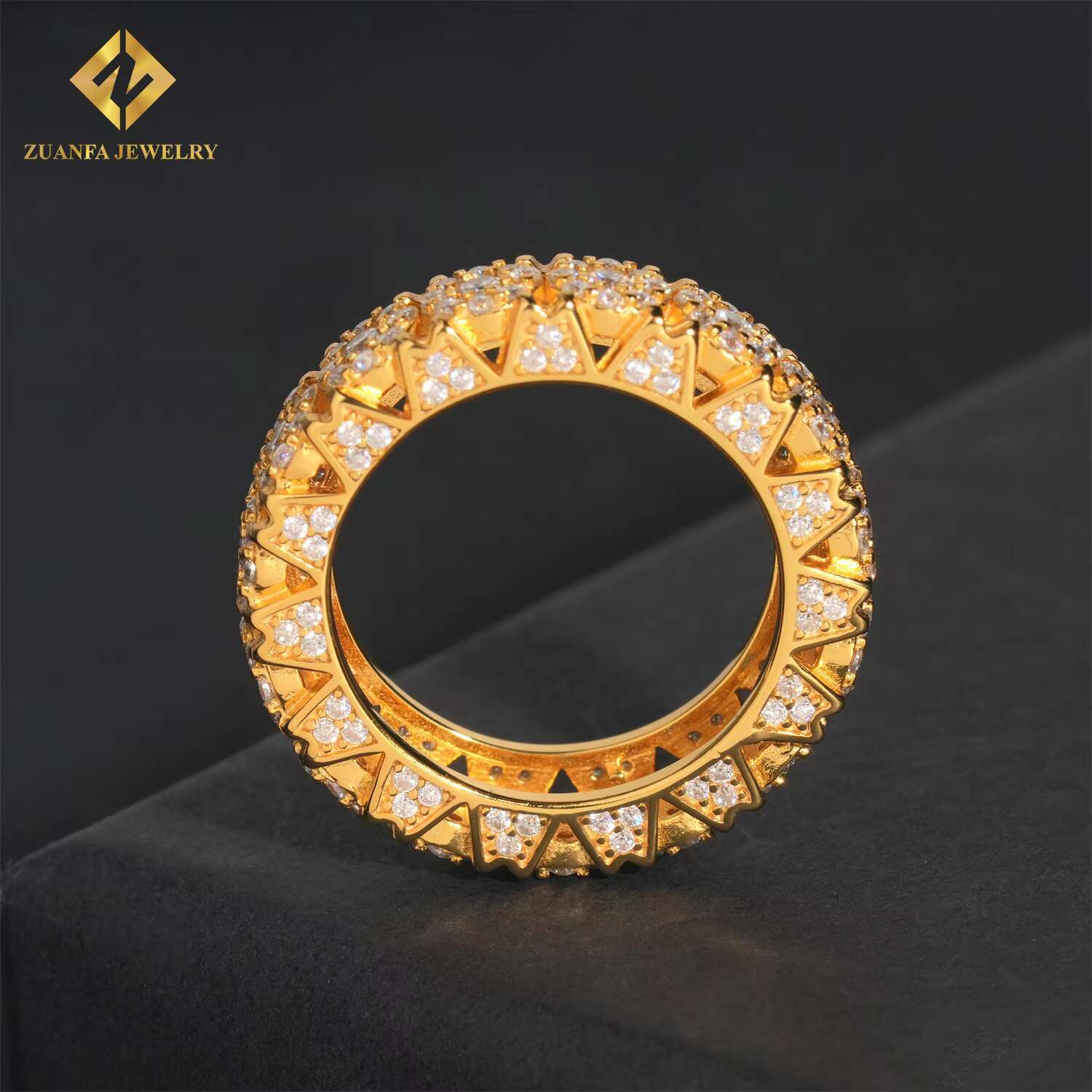 Hip Hop Style Fully Iced Out Moissanite Diamond Men Ring Iced Out Men Cuban Ring