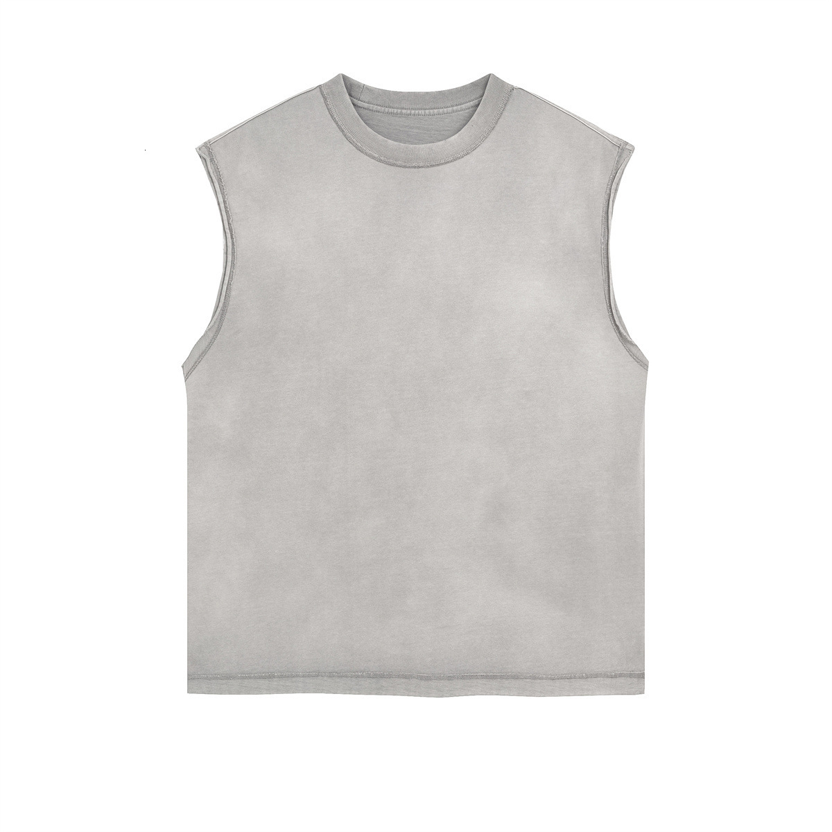 2025 summer spray painted washed fitness camisole men's pure cotton loose edged distressed sleeveless short sleeved T-shirt