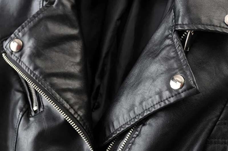Customizable 2024 New UZZDSS Women Soft Motorcycle Faux Leather Jackets Ladies Long Sleeve Autumn Winter Biker Streetwear Coat