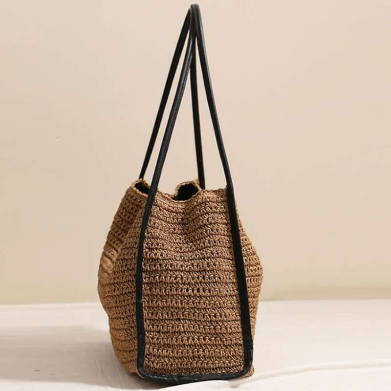 2025 Paper Rope Woven Straw Women's Large Capacity Shoulder Summer Fashion Female Beach Bag Bali Shopper Tote