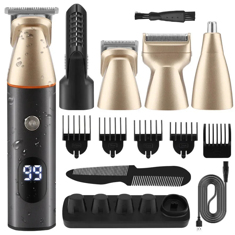 Mens 5-in-1 Shaving Electric Nose Hair Clipper Body Wash Hair Set 250407