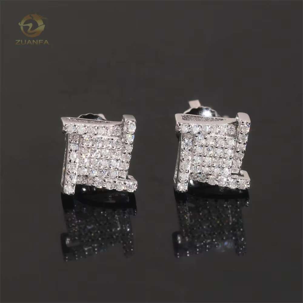 Designer Earring Hip Hop High Quality 925 Sterling Silver Iced Out VVS Moissanite Stud Earrings for Men