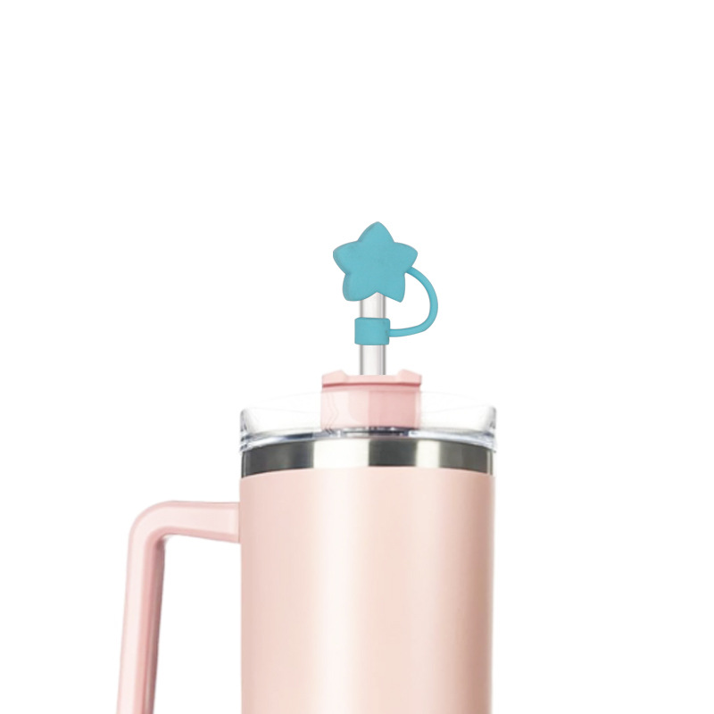 Silicone Straw Cover Cap 10mm Dust-Proof Drinking Straw Tips Lids Cover Multi-Design Cartoon for Stanley Cups Accessories