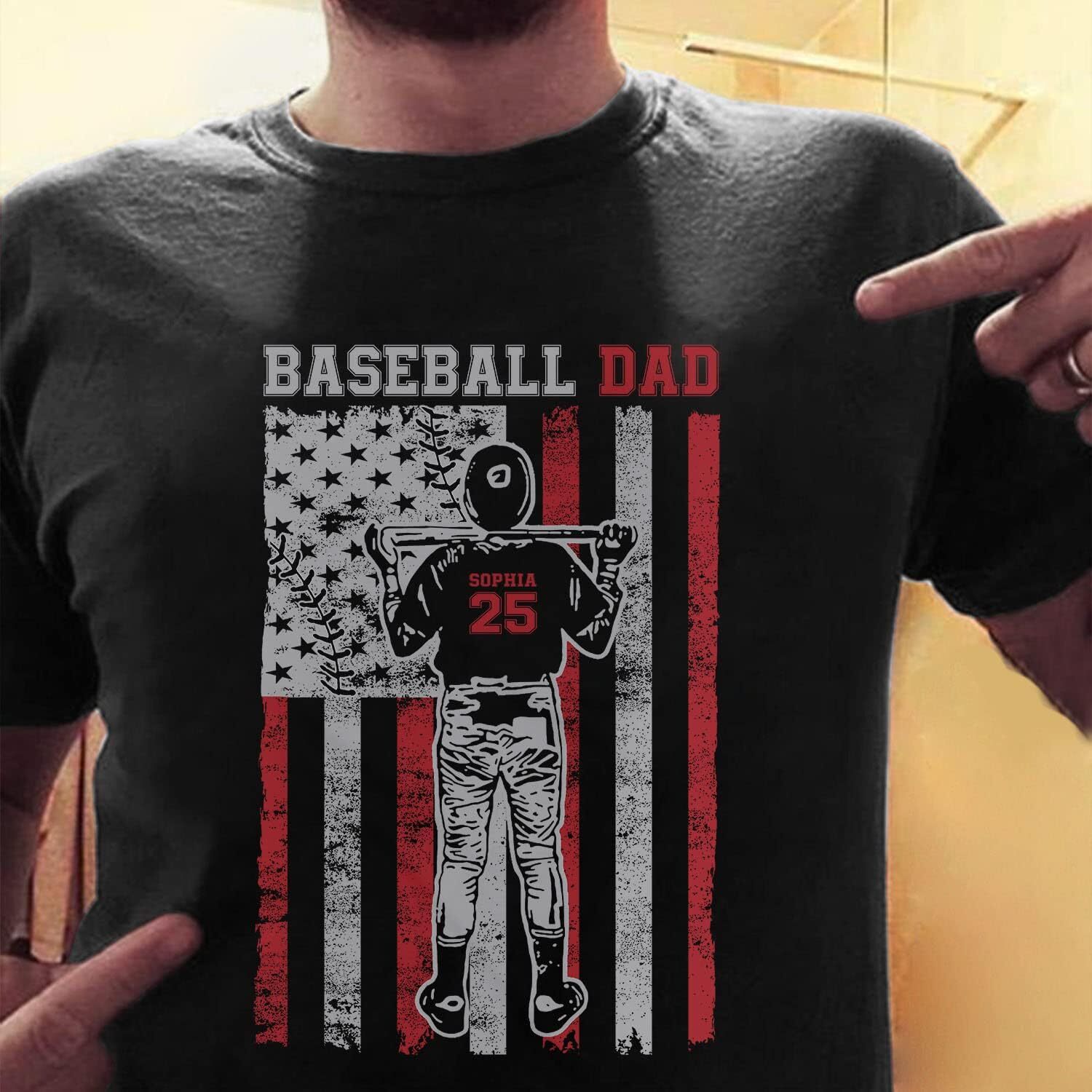 T shirt for Mens Personalized Baseball Dad Shirt, Dad Baseball T-Shirt, Baseball Dad Gifts, Baseball Lover Gift, Dads Birthday Present