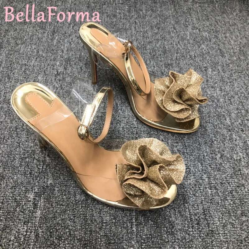 Women's 3D Sequined Wer High Heels Leopard Print Rivet Thick Heel Leather Shoes Simple Personality Banquet Wedding Sandals