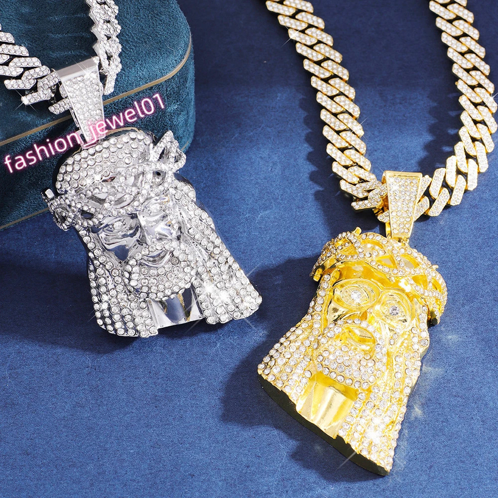 1pc Jesus Pendant Necklace With Cuban Chain hip hop chain Ideal Gift For Men And Women