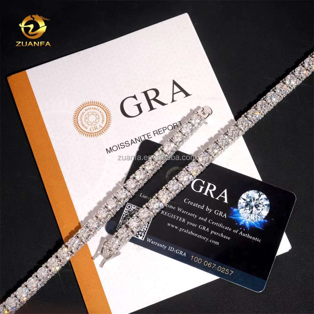 Bulk Stock New Arrivals Hot Selling Iced Out Hip Hop 925 Silver VVS1 5mm 6.5mm Moissanite Diamond Cluster Tennis Chain Bracelet