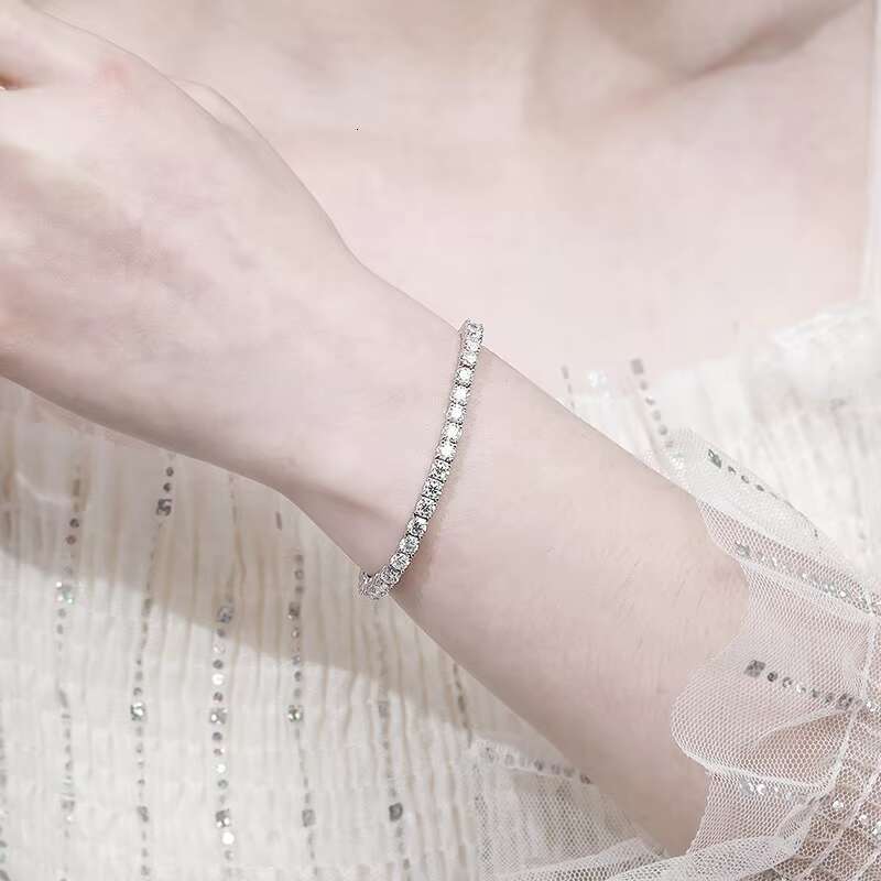 Fine 4mm Moissanite Bracelet for Men and Women Couples S925 Sterling Silver Moissanite Tennis Bracelet