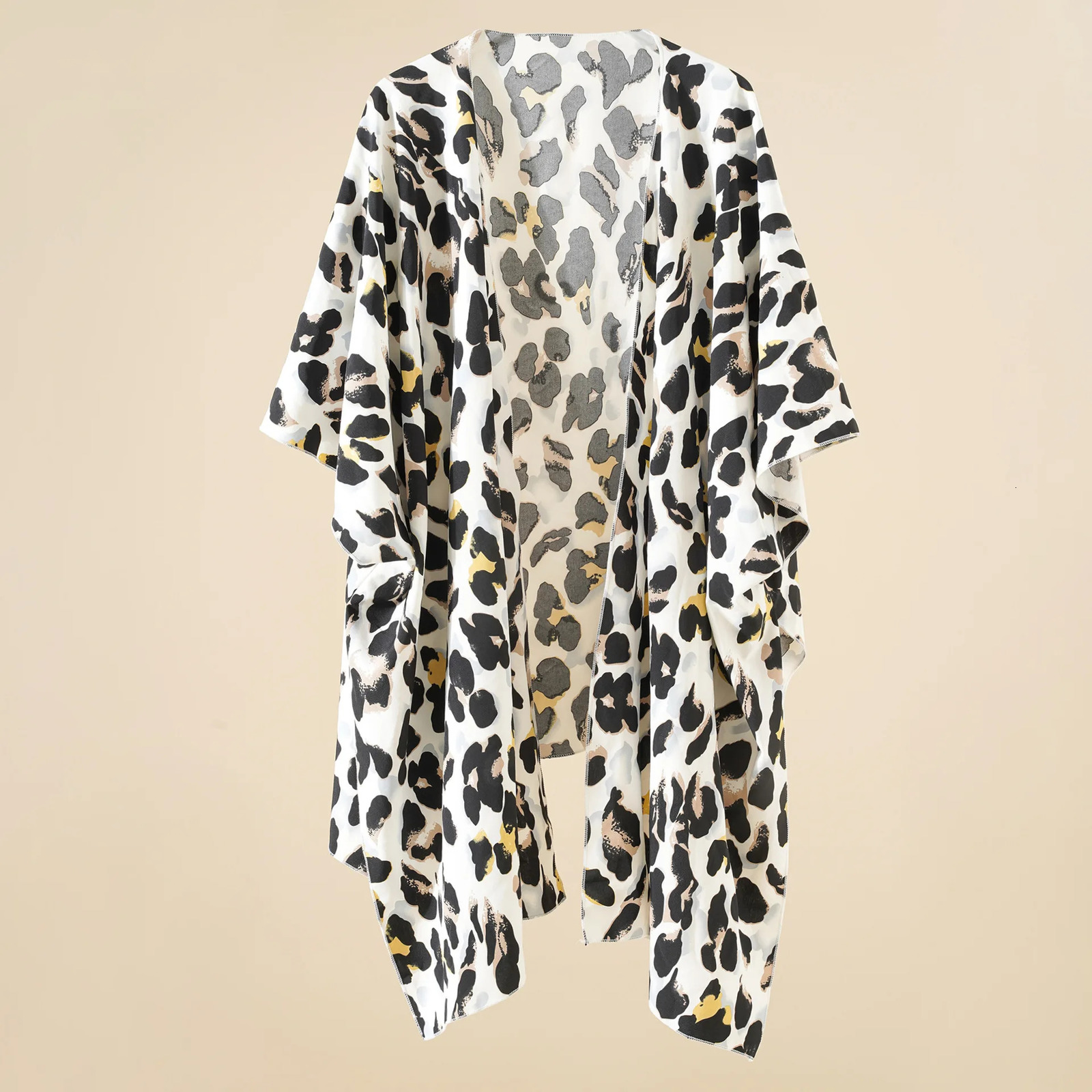 Womens loose printed chiffon top beach swimsuit bikini kimono open jacket 250409