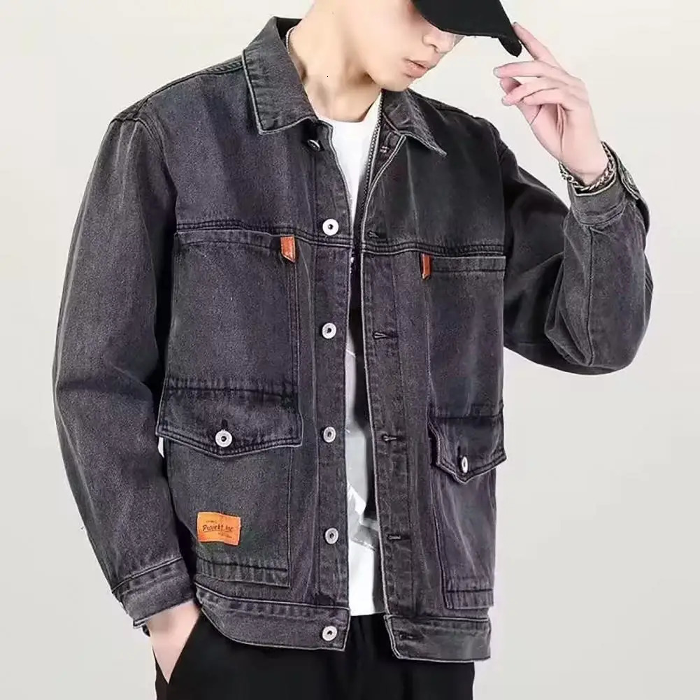 Mens autumn jacket fashionable long sleeved hiphop mens denim dating spring 250409