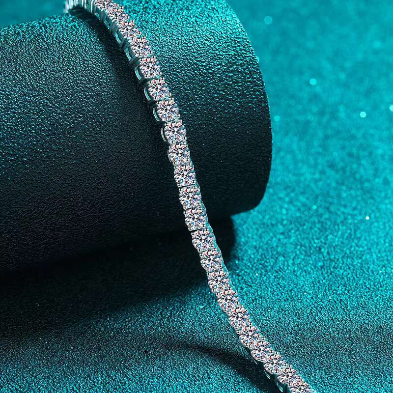 Iced Out Shiny S925 Sterling Silver Hip Hop VVS Tennis Moissanite Link Chain Fine Jewelry Necklace for Women Men