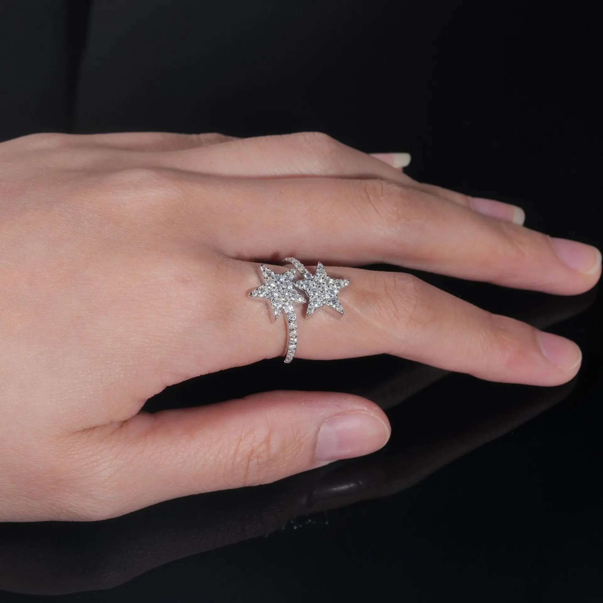 Personality Star Moissanite Rings for Women Original 925 Sterling Silver Jewelry Mens Moissanite Diamond Ring