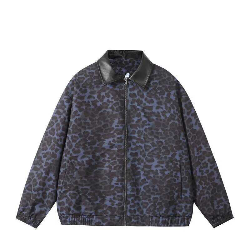 Womens clothing European and American style leopard print padded cotton loose fit sailboat cotton jacket X241120