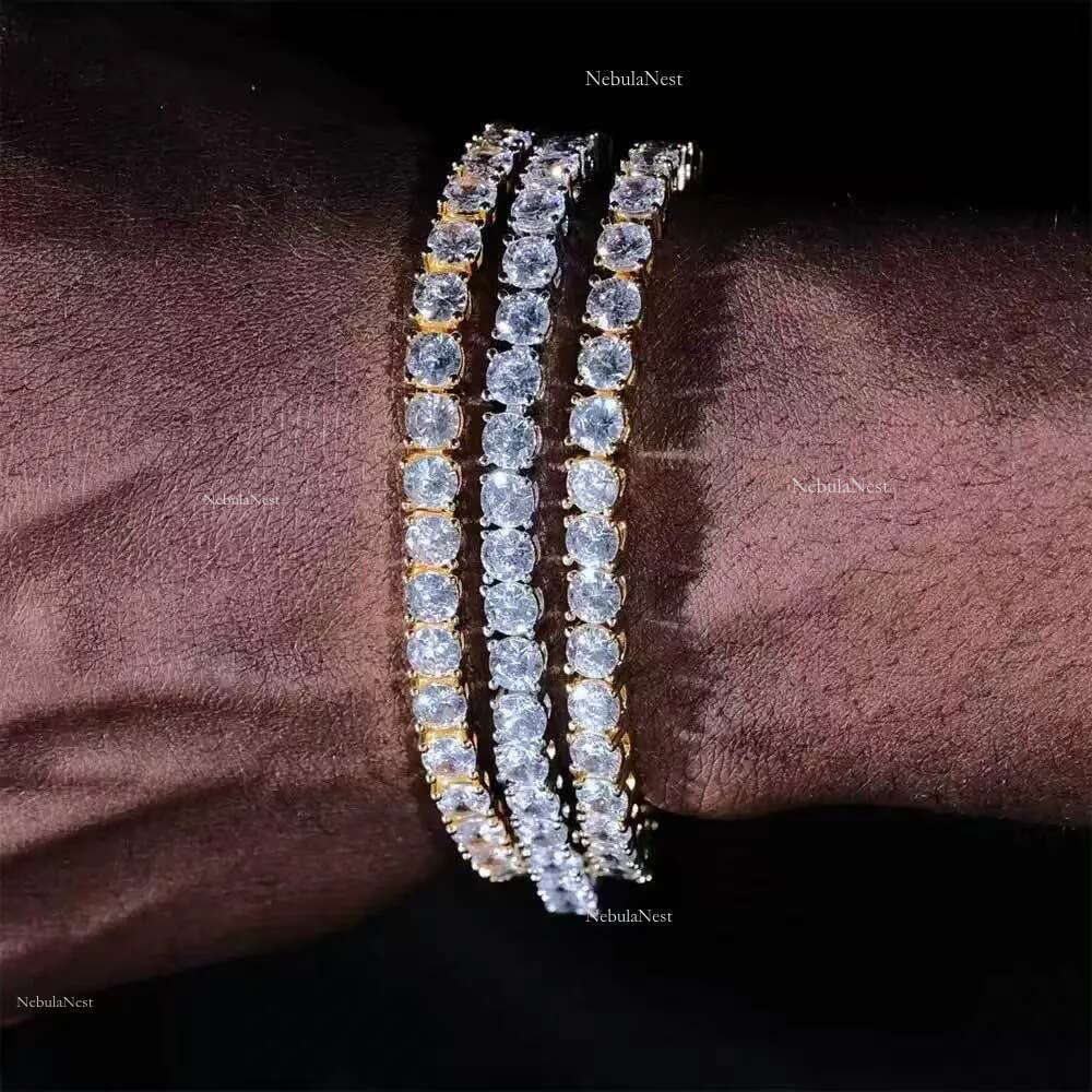New Hip Hop by testing All Tennis authentic sterg sier Men's and women's Moissanite Chain Christmas gift 3mm