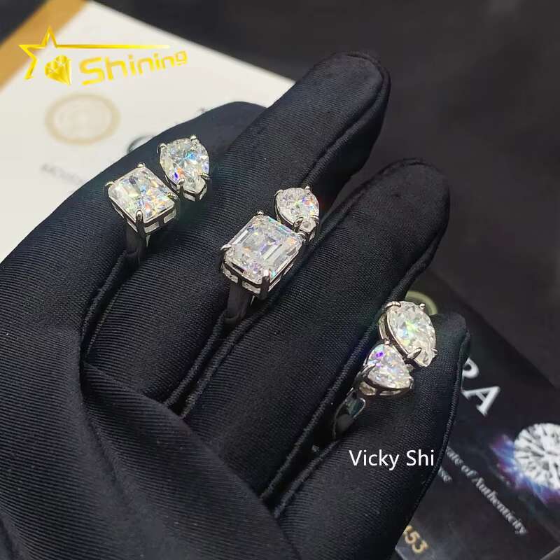Fine Jewelry Rings Collection Women 925 Sterling Silver D VVS Moissanite Wedding Rings Customized Iced Out Diamond Ring Gifts