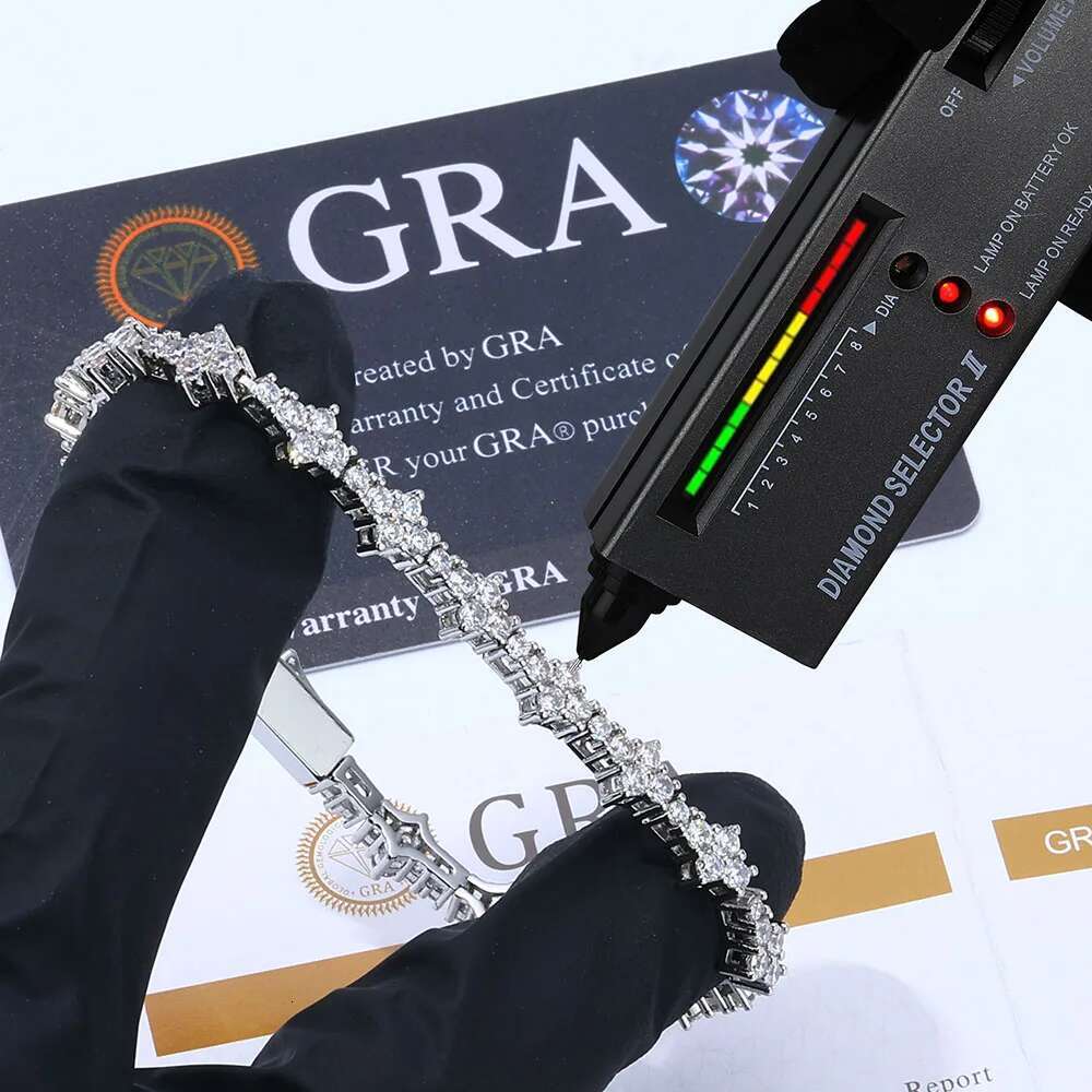 Wholesale GRA Certified Fine Jewelry 925 Silver Tennis Chain Bracelet Round Cut VVS Moissanite Diamond Tennis Bracelet For Women