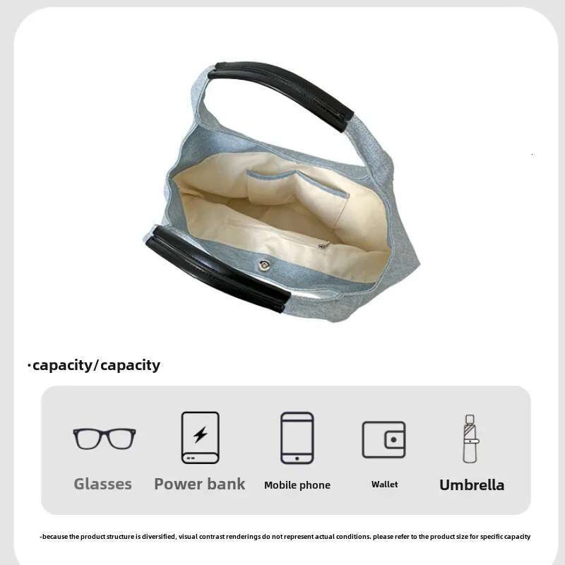 Fashion Portable Handbag New Women Commuting Shoulder Casual Versatile Denim Large Capacity Canvas Tote Bag