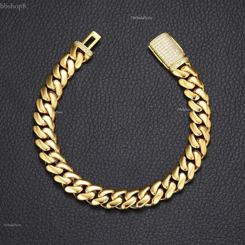10-22mm Hip Hop Miami Cuban k Chain Bracelet TopBg 5AAA+ CZ 14K Real Gold Plated Men Jewelry