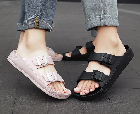 Women's Double Buckle Eva Sandals Casual Comfortable Fashion Waterproof Shoes Plastic Two Footbed Strap Slip Slide ddmypanda
