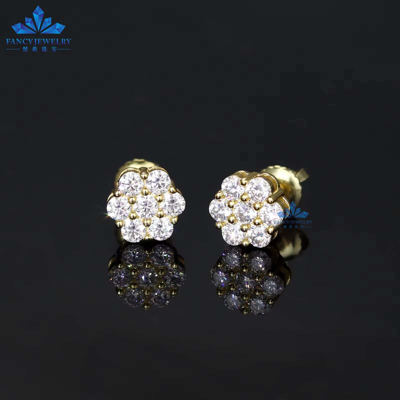 3mm Cluster Flower S925 VVS Moissanite Stud Earrings Fine Fashion Trendy Jewelry with GRA Certificate