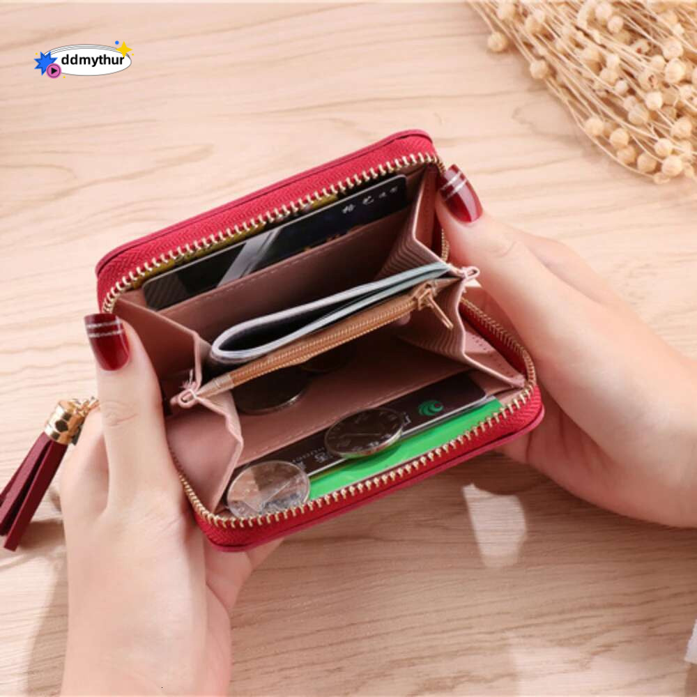 Women Fashion PU Short Zipper Mini Wallet Coin Purse ID Bank Credit Card Holders Badge Holder Clutch Bag ddmythur