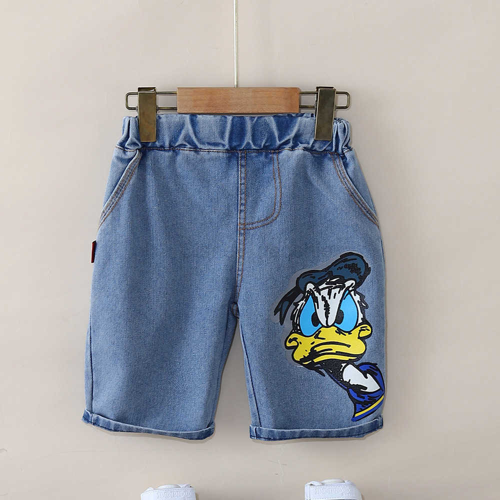 Disney Boys set childrens street bombing short sleeved T-shirt 2024 new style trendy denim shorts for boys and babies in summerXJ250409