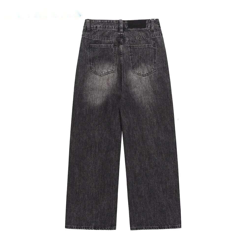 Washed Distressed Autumn Winter Jeans Mens Casual Wide Leg High Street Loose Straight-Leg Pants Men