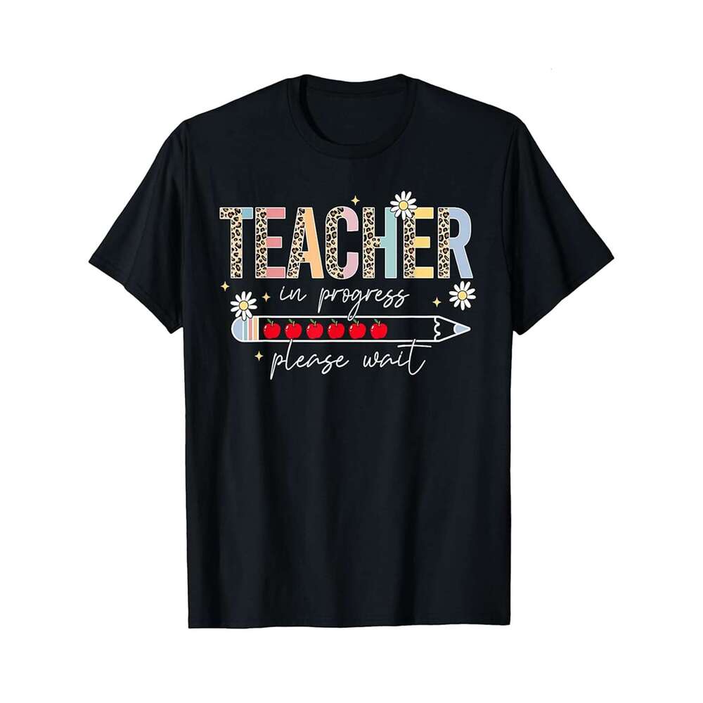 Designer T shirt Teacher In Progress Please Wait Leopard Teacher Men Joke - 220g Tshits