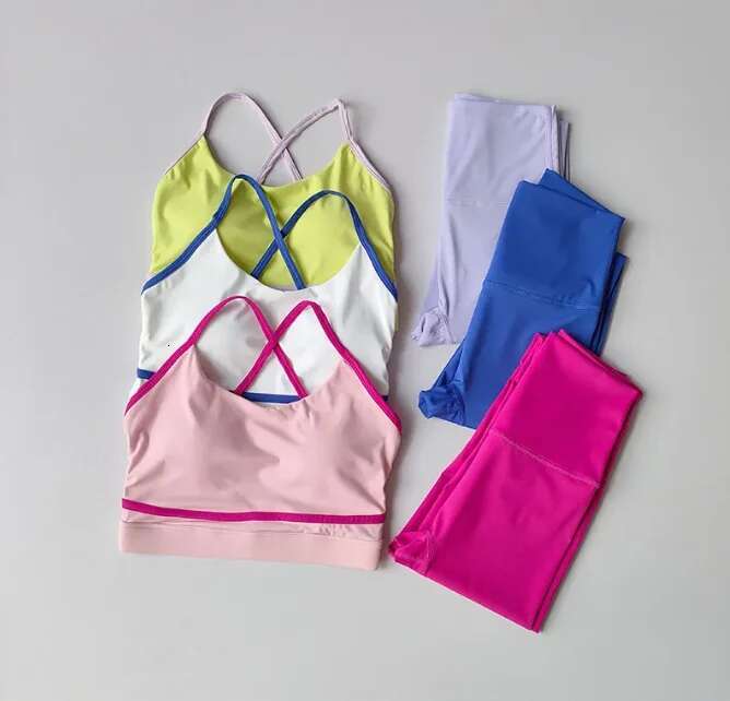 New Outfit Women's Fashionable Fiess 2PCS Set Yoga Running Leggings Sports Bras Shorts Sportswear Clothing Suit