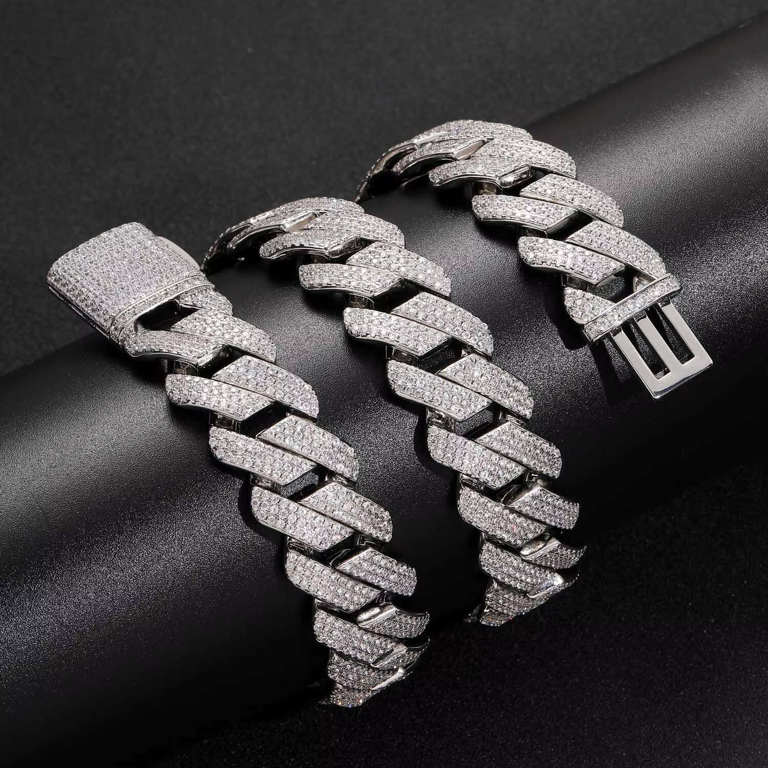 Hip Hop 925 Sterling Silver VVS Moissanite 20mm Iced Out Chunky Miami Cuban Link Chain for Men Jewelry