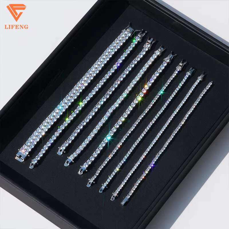 White Gold Plated 925 Silver Designer Bracelet 3mm 4mm VVS Moisssanite Diamond Tennis Chain Bracelet Fine Jewelry Charm Bracelet