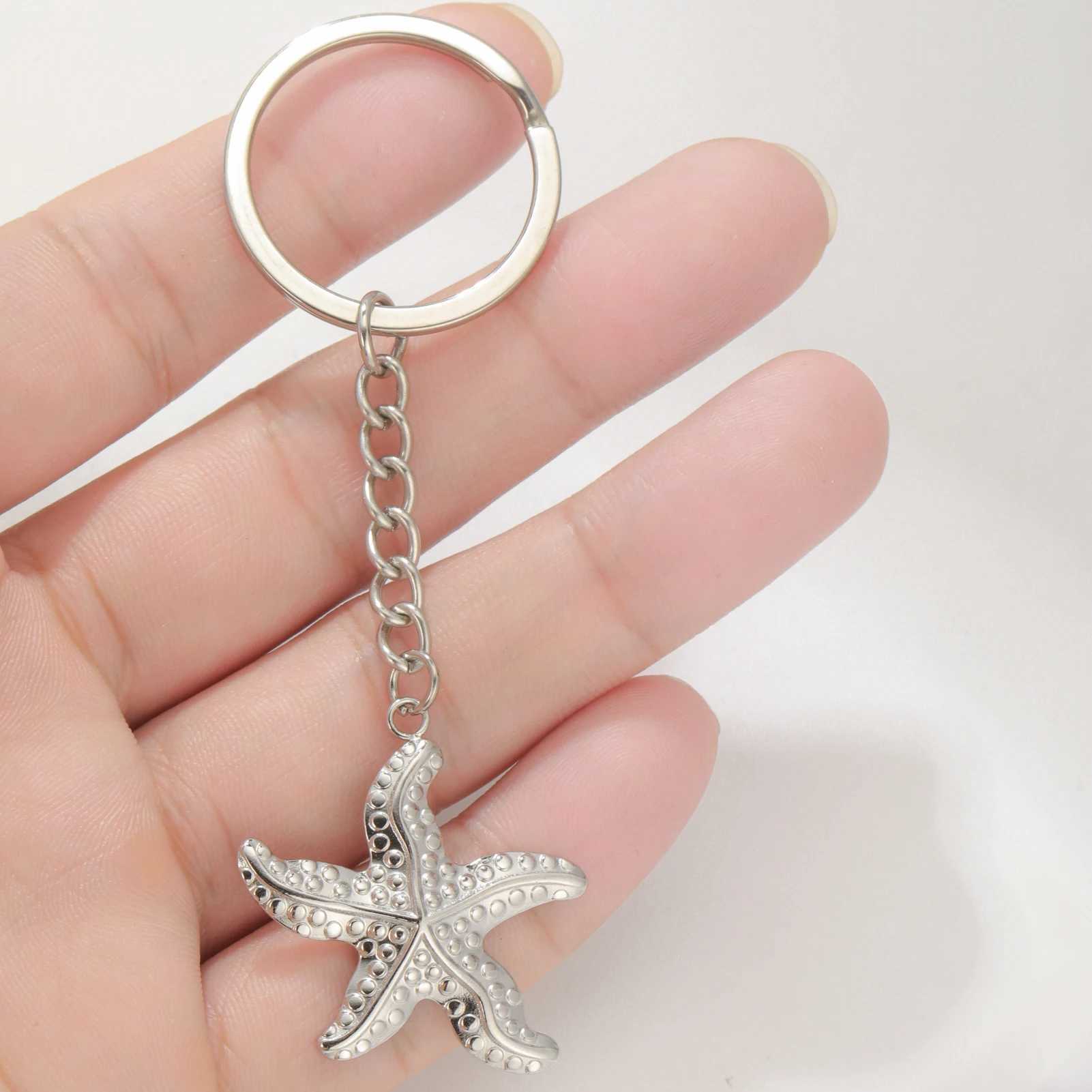 Lucktune Seastar Beach style keychain stainless steel starfish pendant car keychain suspension jewelry decoration giftXJ250409
